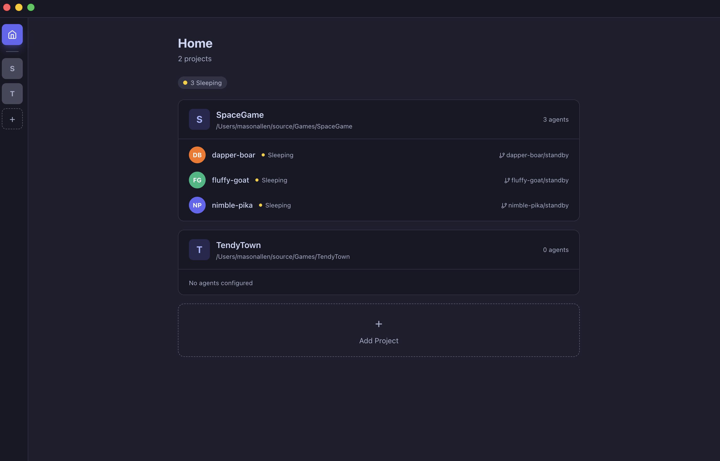 Home dashboard — end of night